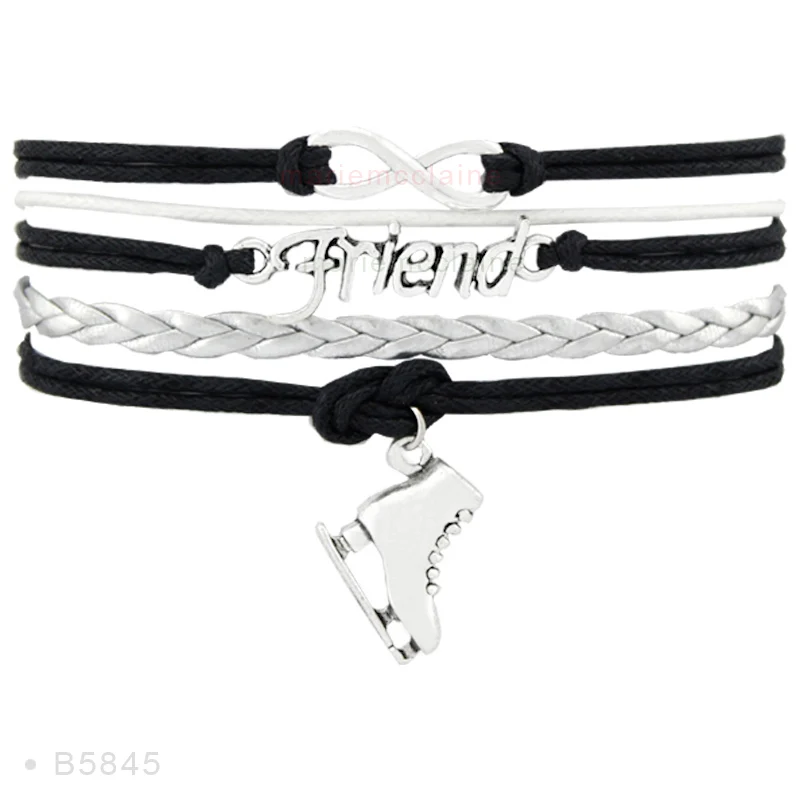 B5845 Высокое качество Live Your Dream Infinity Love to Skate Фигурное катание обувь дружба подарки браслеты для женщин - Окраска металла: B5845