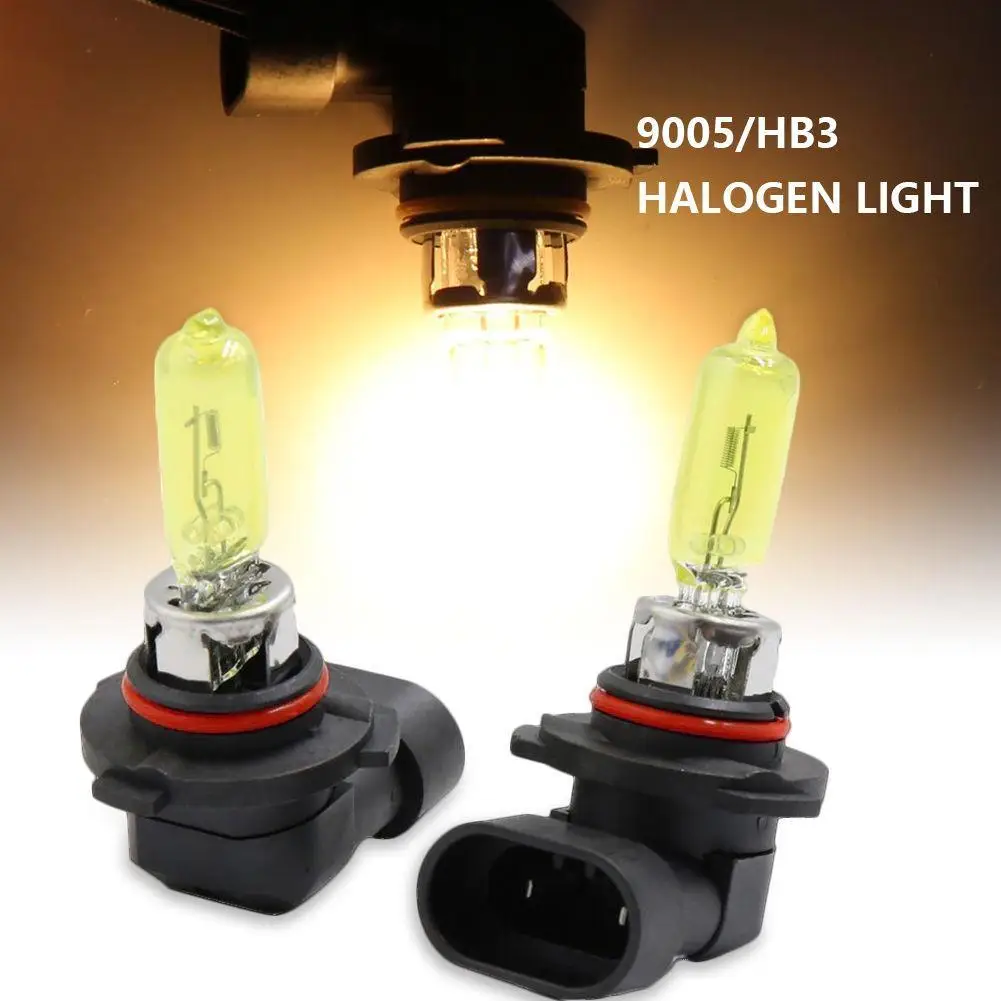 

2PCS HB3 9005 Yellow 12V 60W Super Bright Halogen Lamps Super Car Glass Bright Auto Bulbs Light Source Headlights Automobil Q4R1