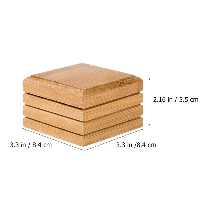 

2pcs Bamboo Soap Dish Drainage Soap Holder Bathroom Soap Container (Khaki)