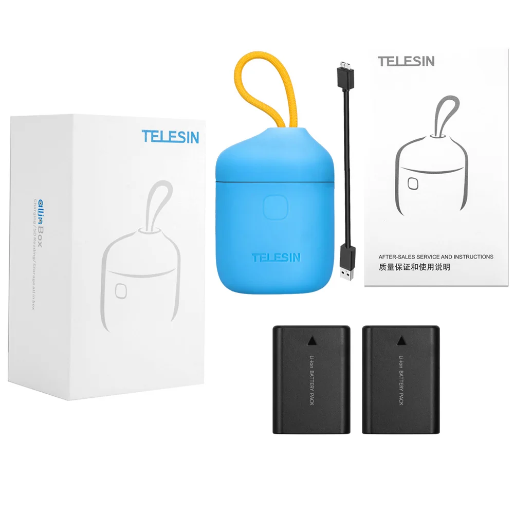 TELESIN 2 шт NP-FW50 батарея и 3 в 1 два слота зарядное устройство SD кардридер коробка для хранения для sony A7r2 A6000 NP-FW50 батарея