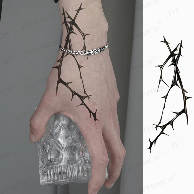 

Waterproof Temporary Tattoo Stickers Black Tree Branch Bone Spurs Fake Tatto Flash Arm Hand Body Art Ecorations Women's Or Men