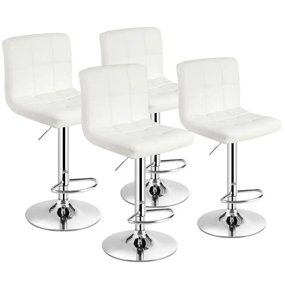 

Set of 4 Adjustable Bar Stools PU Leather Swivel Kitchen Counter Pub Chair 2*HW66492