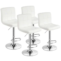set of 4 adjustable bar stools pu leather swivel kitchen counter pub chair 2hw66492