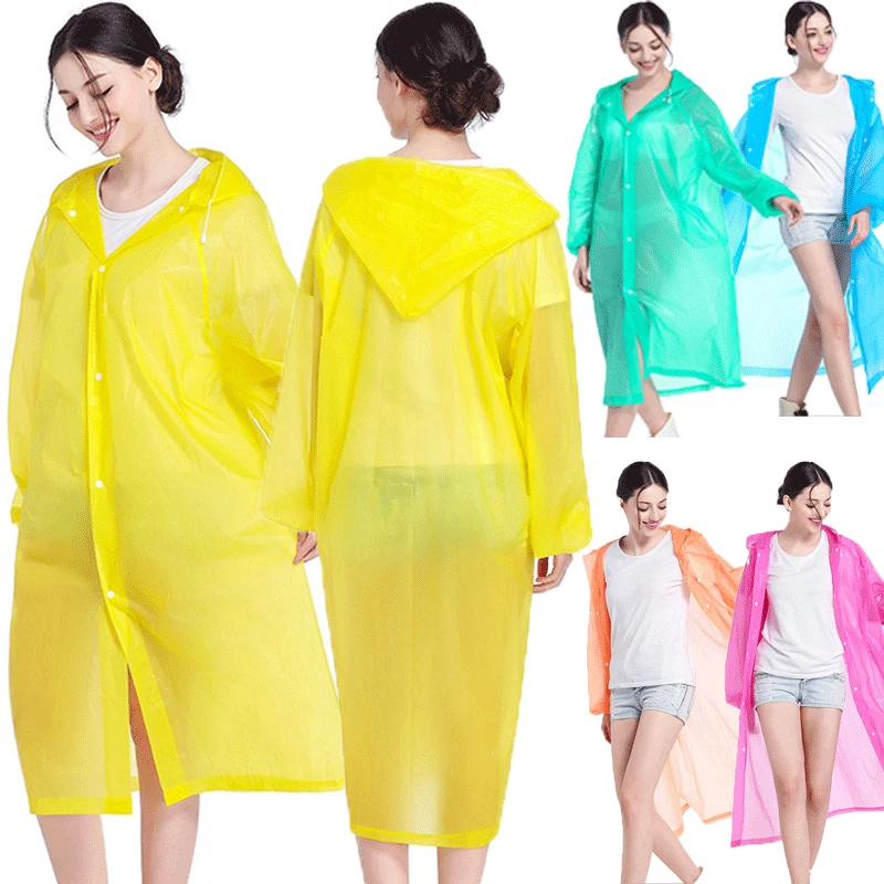 

1 x EVA Disposable Adult Emergency Waterproof Rain Coat PONCHO Hiking Travel Camping Playing Women Girls Raincoat Eco-friendly