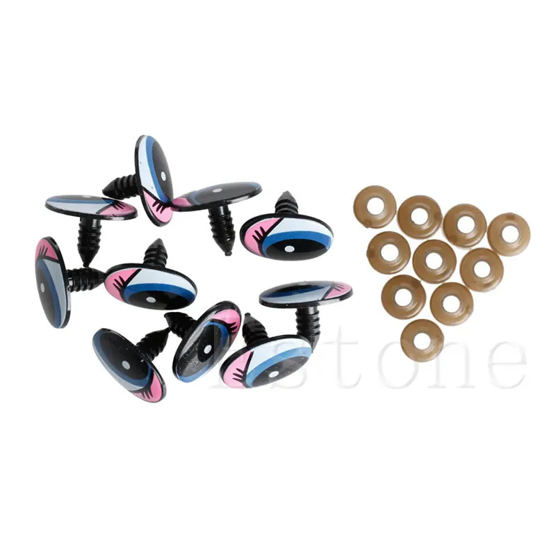 

5 Pairs(10Pcs) Oval Blue Safety Plastic Eyes Toy Puppets Dolls Eyes DIY 24 x18mm