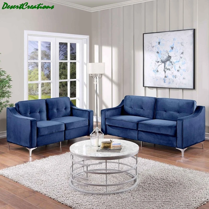 

Классический набор диванов с бархатной обивкой, 57 дюймов, с ножками из хромированного металла