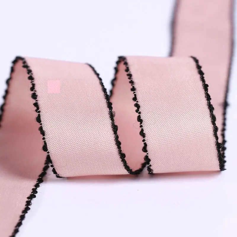 DIY бант из ленты хлопковая атласная тесьма с черной стороной для детей 3 7 10 16 25 40 мм