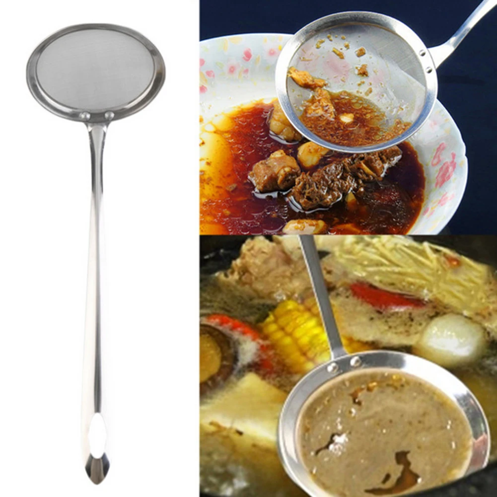 

Long Handle Mesh Strainer Colander Spoon Stainless Steel Oil Filter Net Scoop 7.3cm*6.2cm Colander Strainers Kitchen Gadget