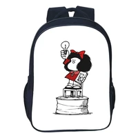 mafalda backpack children bag boy girl bags teens fashion creative double layer zipper knapsack high quality comics bookbag