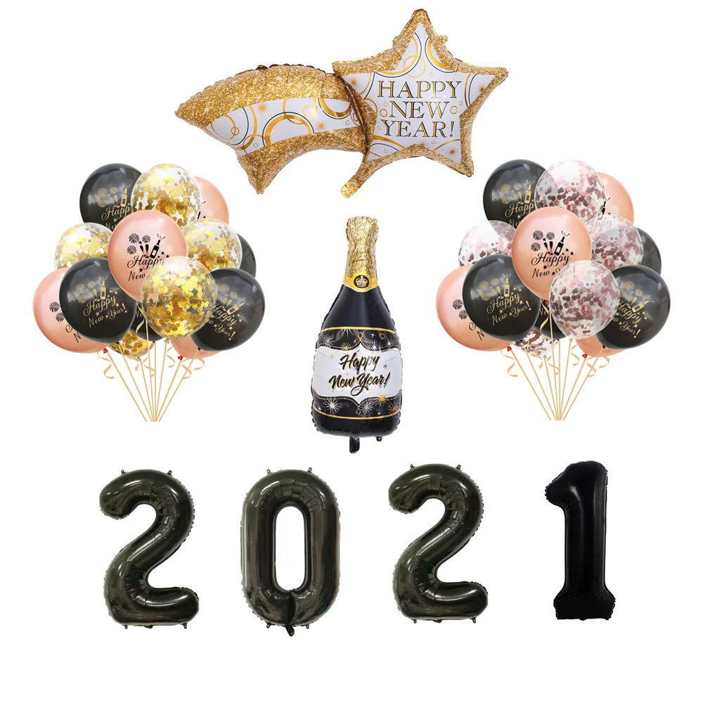 2021 Новый год Алюминий Фольга шар с днем украшения пленка шампанское шарик для