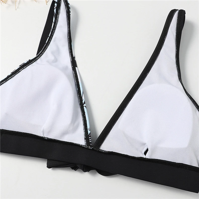 

2021 New Women Fashion 2PCS Swimming Bikini Sleeveless Color Block Tops Bottoms Set Summer Beach Holiday Swimsuits Bathing Suits