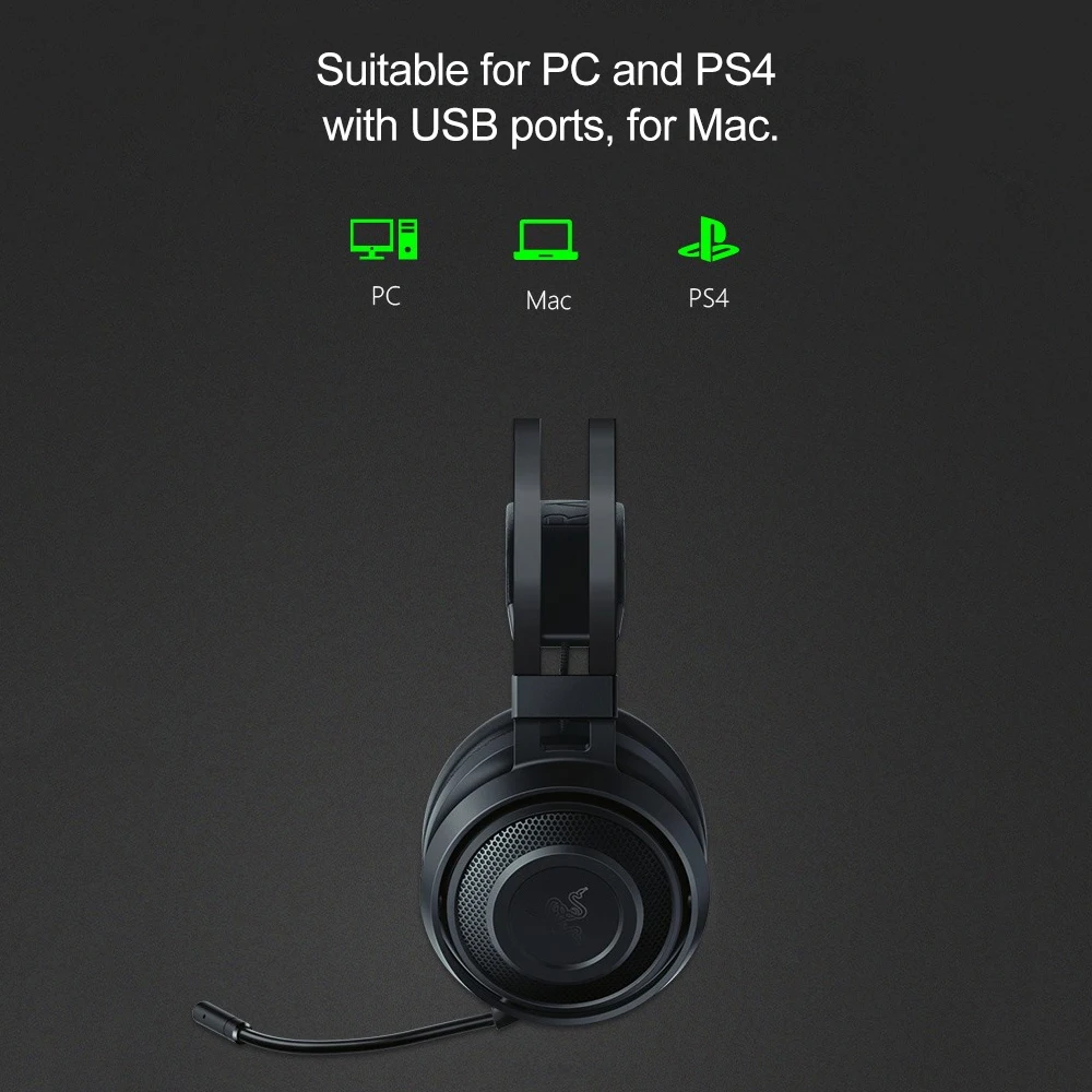 Razer Nari незаменимая Беспроводная игровая гарнитура наушники THX пространственное