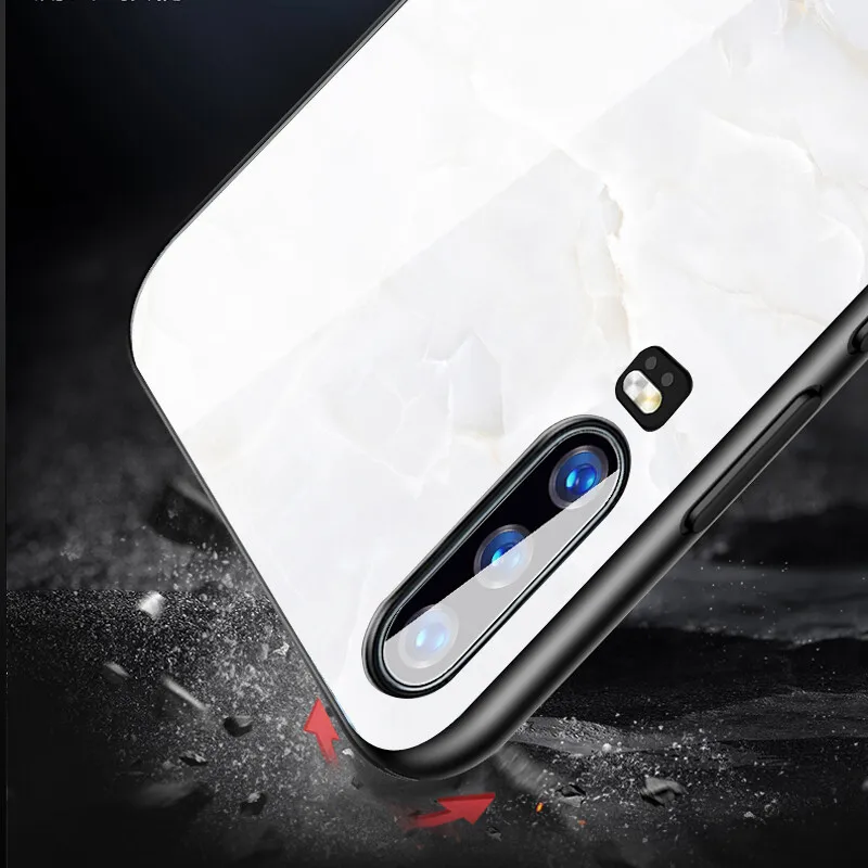 Tempered Glass Case For Huawei 9 10 Lite 8X 8X MAX White Marble Phone Cases For Nova 3 P-smart-Z P30 P20 Lite MATE 20 LITE Funda