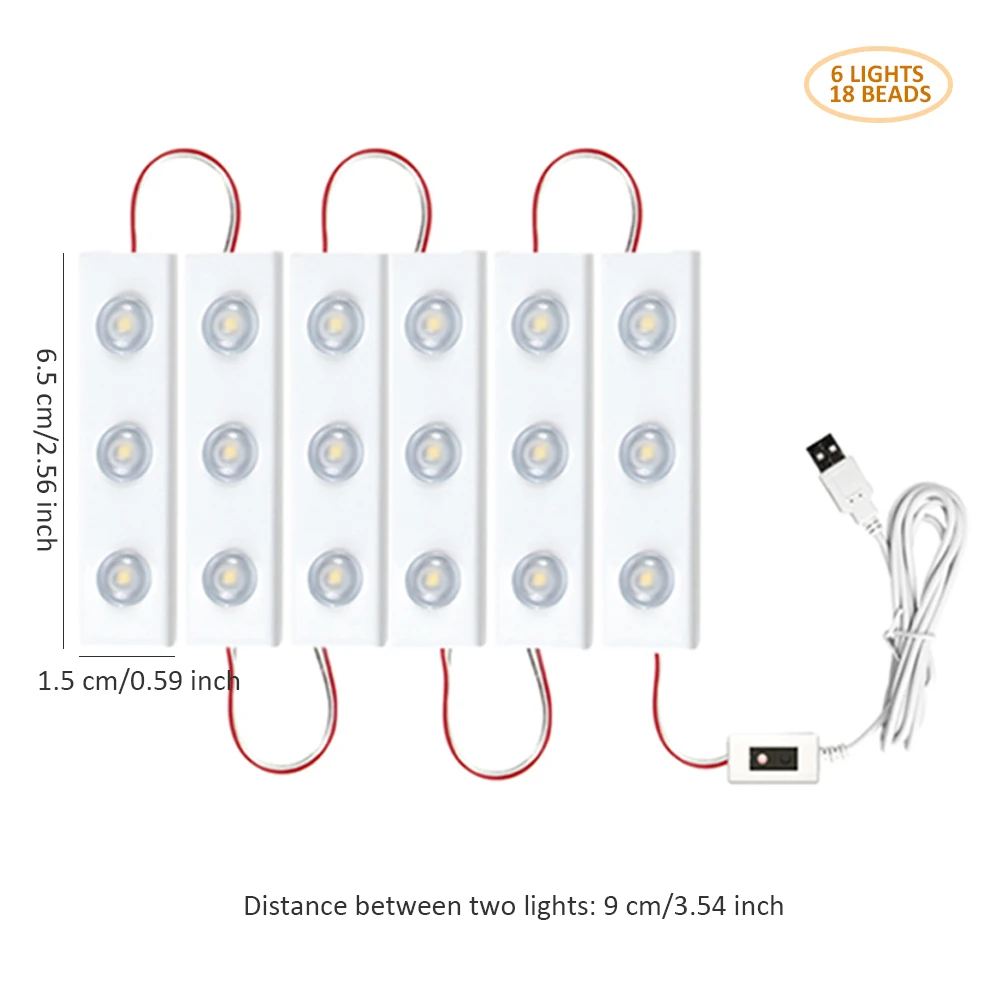 

Makeup Mirror Light LED Touch Dimming Control Dressing Table Lamp Bulb Vanity Mirror 18 Bulbs 6 Strip Make Up Mirror Wall Lamp