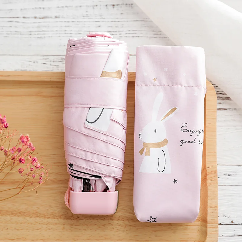 Mini Pocket Umbrella Rain Kids Corporation Paraguas Plegable Sun Protection Anti-UV Children Cartoon Rabbit | Дом и сад