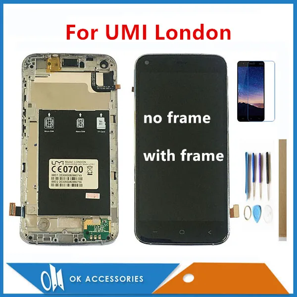 С рамкой/без рамки для UMI London ЖК дисплей с сенсорным дигитайзером экран в сборе
