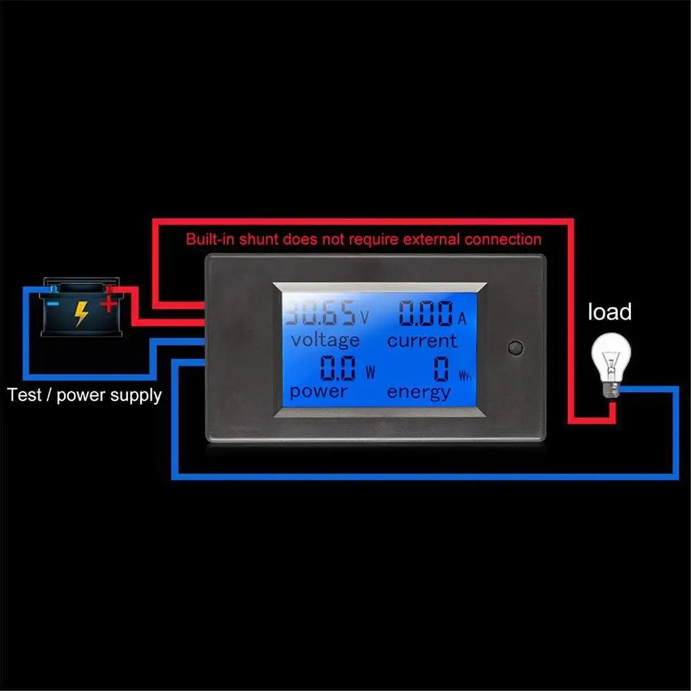 

Digital Power Energy Meter DC Voltmeter Ammeter Wattmeter Khw Power Monitor With Shunt Voltage Current Tester Battery Tester