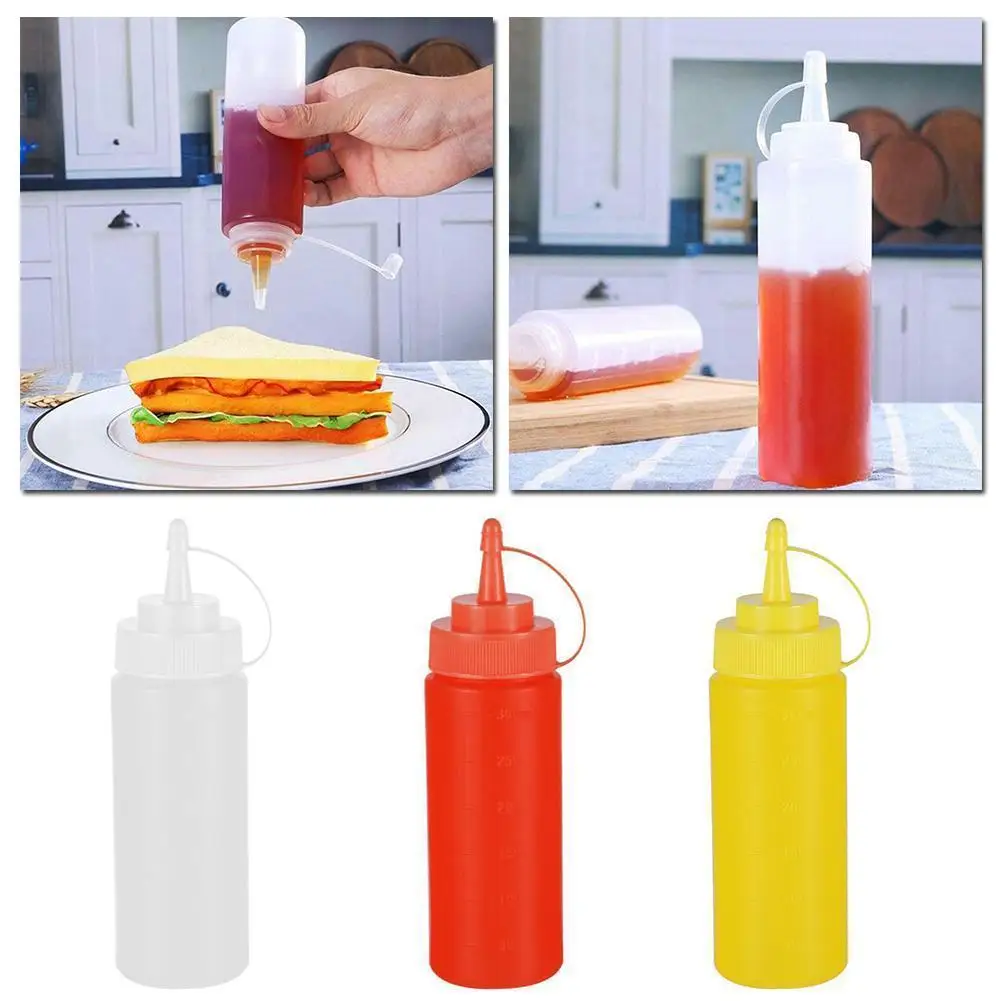 

240/360/480/720ml Sauce Vinegar Oil Ketchup Gravy Cruet Kitchen Accessories Plastic Condiment Dispenser Squeeze Condiment Bottle