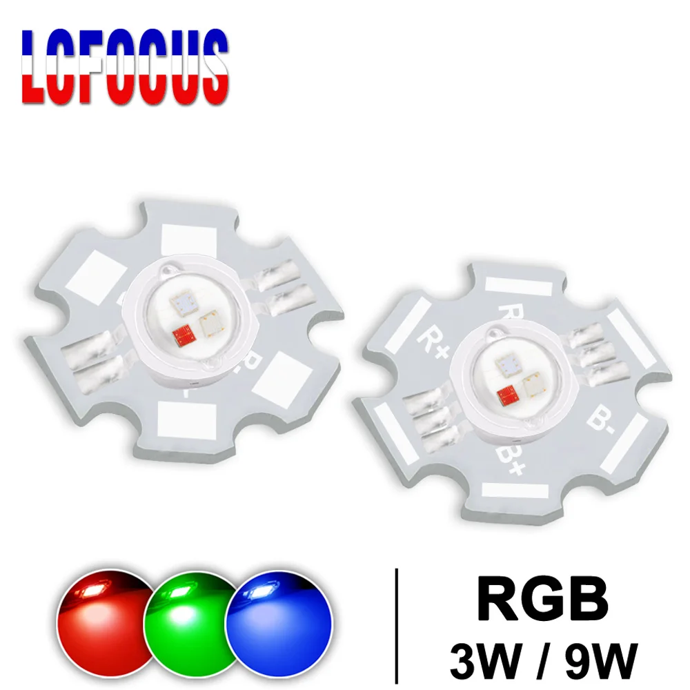 Супер яркий 3 Вт 9 RGB светодиодный чип высокой мощности COB 1 ватт красный зеленый