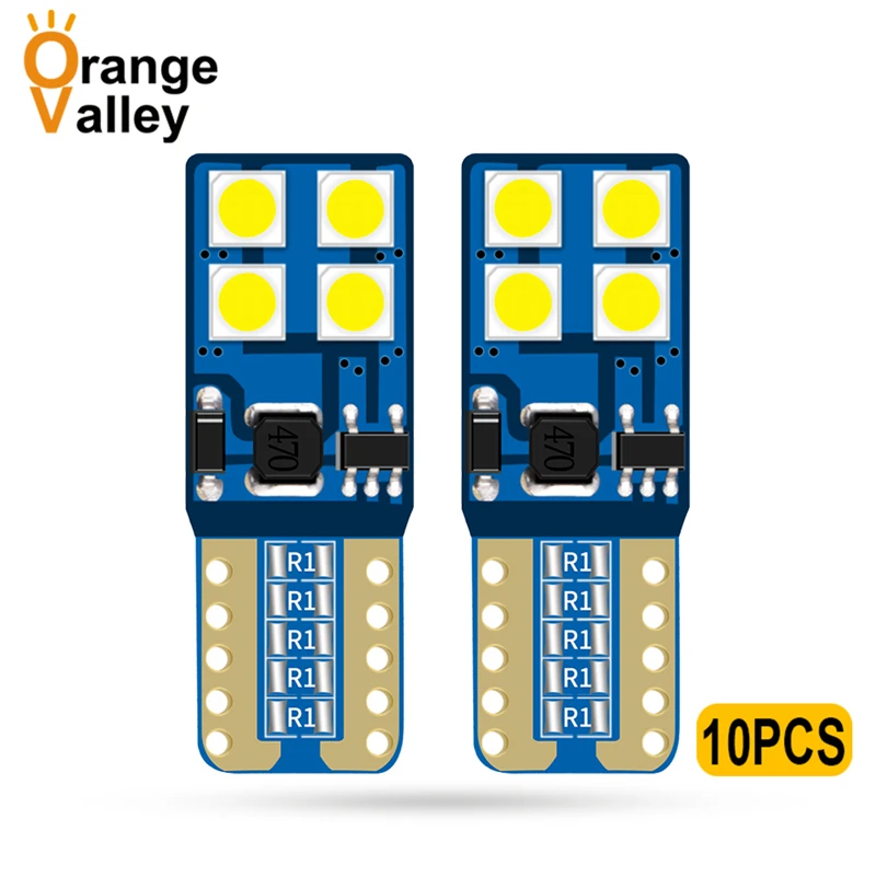 

10 шт. постоянный ток T10 светодиодный 194 501 W5W 8 SMD 3030 Canbus без ошибок автомобильные Габаритные фонари интерьерная Лампа DC 12V 16V