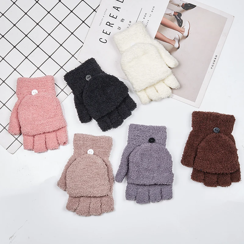 Новинка 2020 года брендовые зимние перчатки без пальцев для женщин и девочек милые
