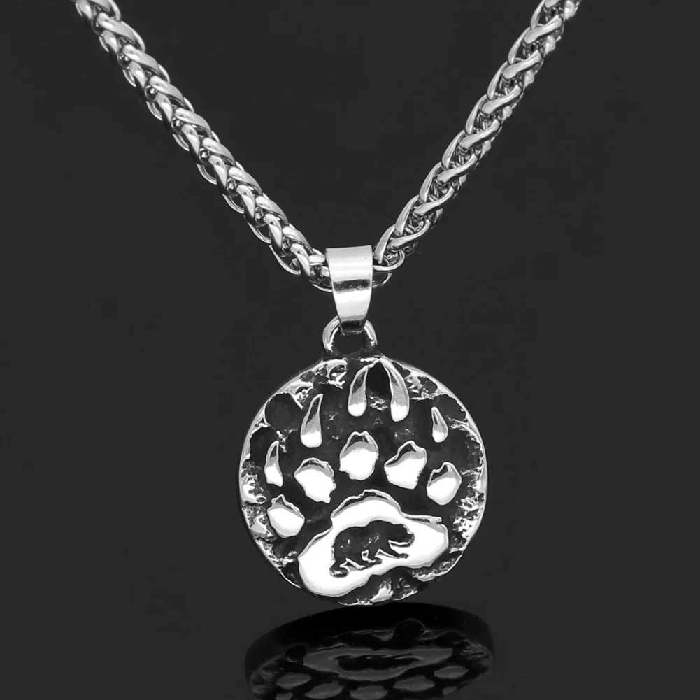 Из нержавеющей стали скандинавский Викинг амулет Руна маленький медведь лапа