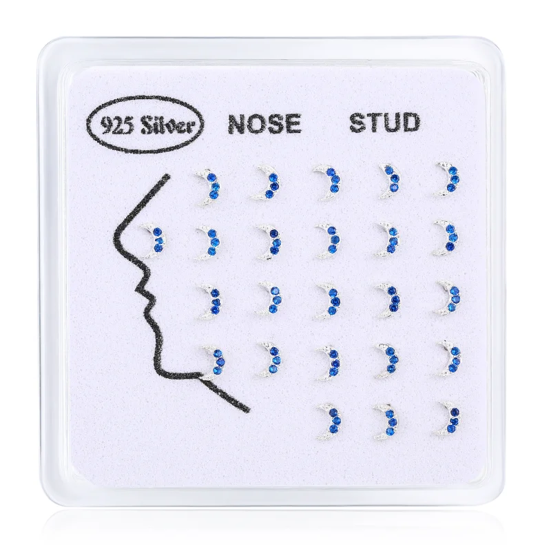24 шт./компл. пирсинг носа с маленькими лунами и прозрачными фианитами ювелирное