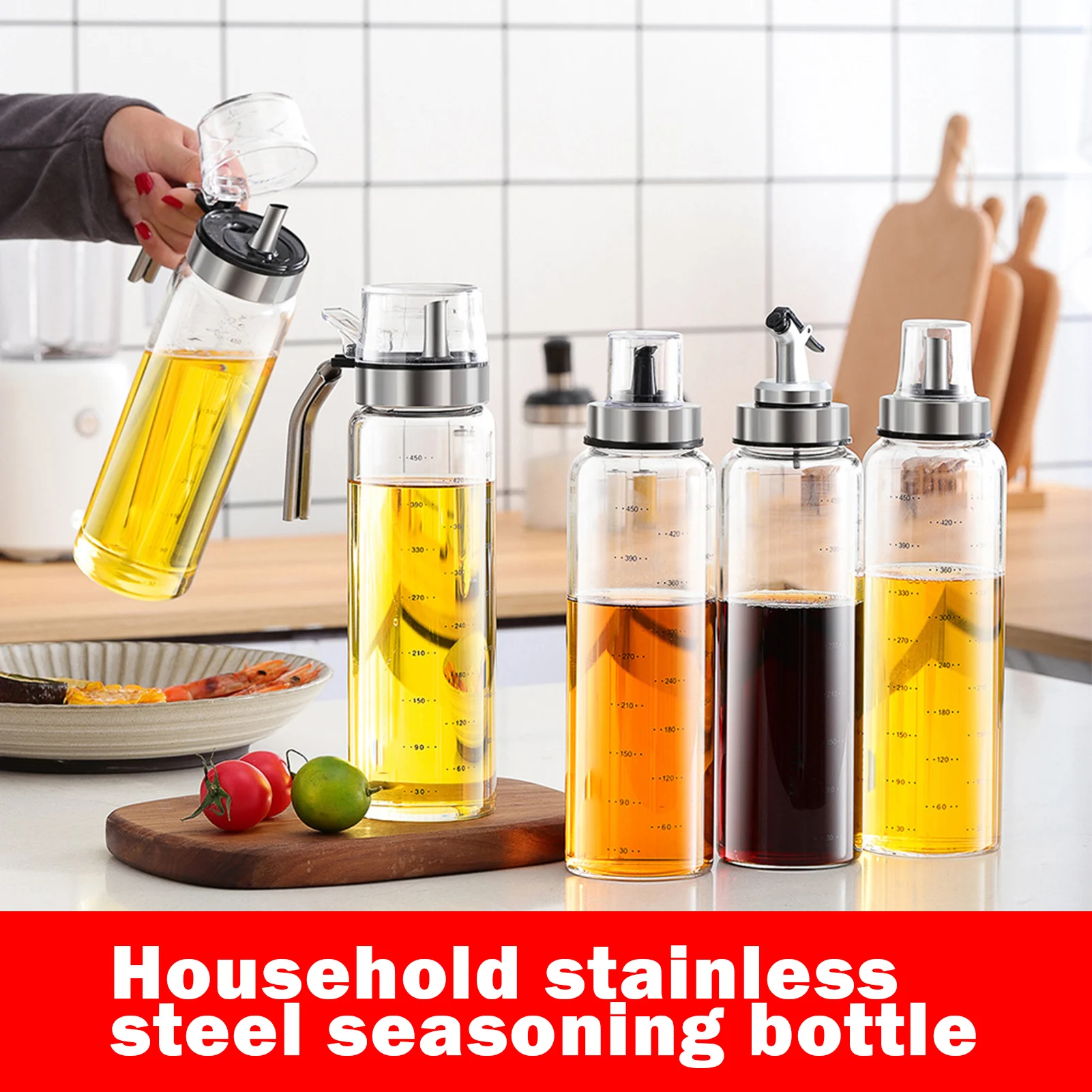 

Cooking Seasoning Oil Bottle Sauce Bottle Glass Storage Bottles for Oil Vinegar Dispenser Kitchen Accessory L23