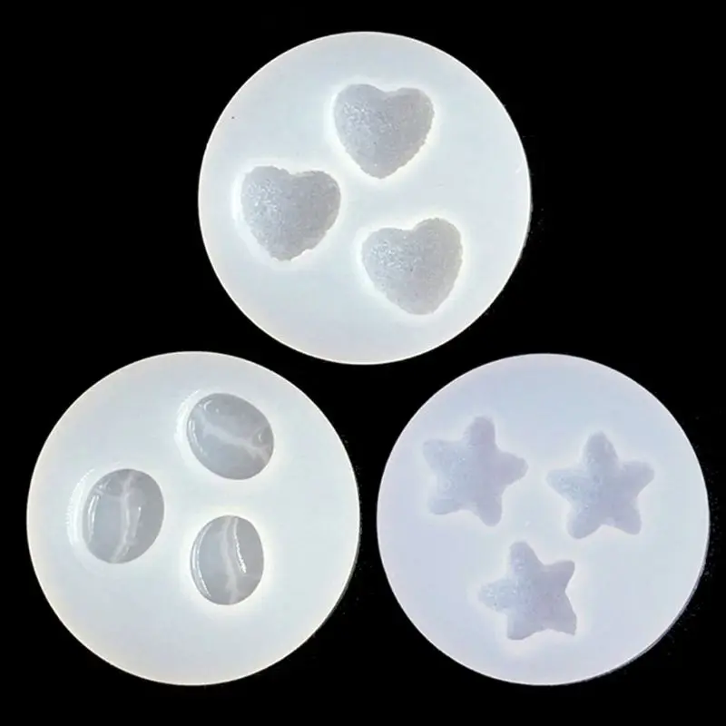 

3Pcs DIY Sugar Love Star Heart Soft Candy Pendant Mold Coffee Bean Gummy Candy Slilcone Resin Mold Jewelry Making Tools