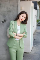 novelty green uniform designs pantsuits for women business work wear suits pofessional blazers set career interview clothes