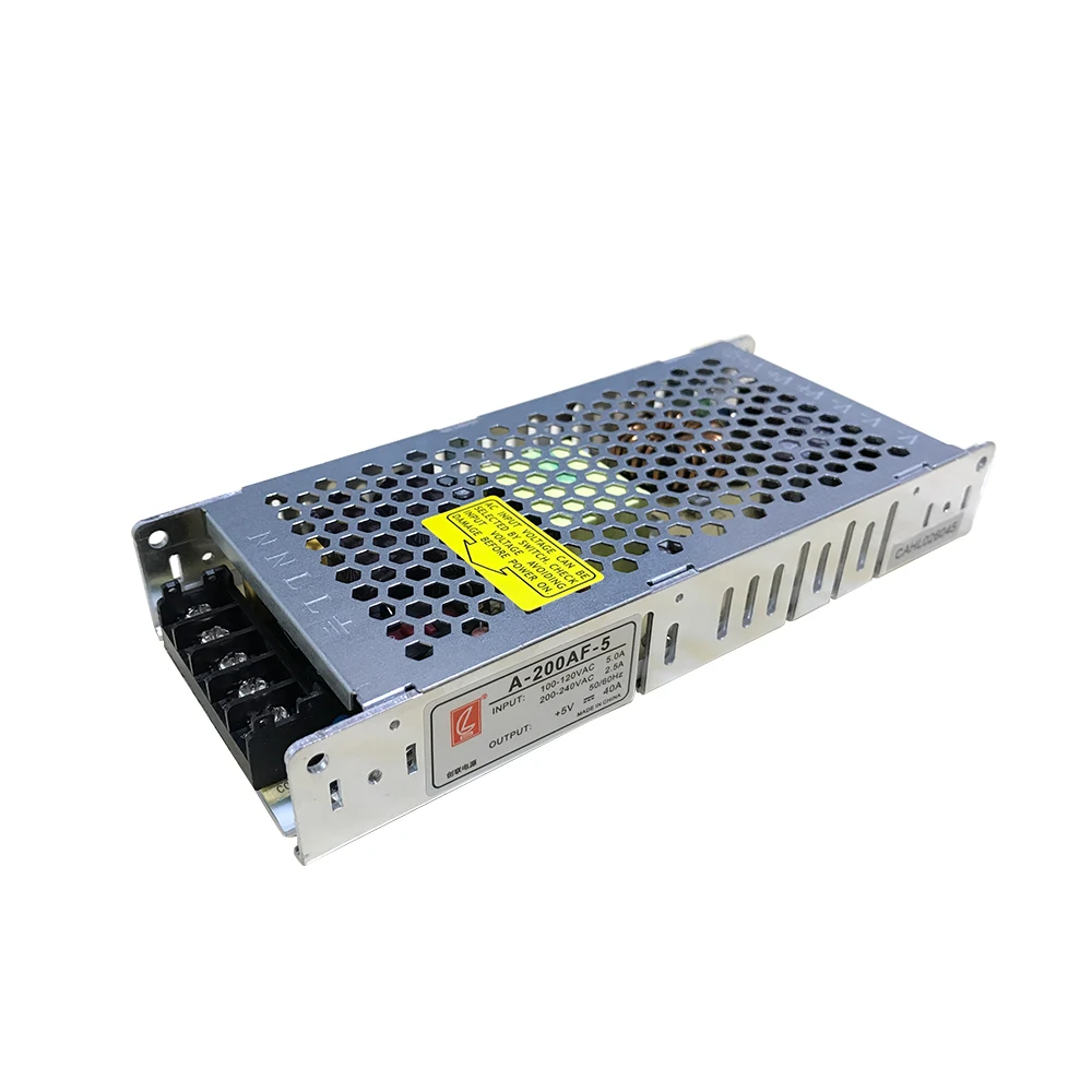 

Ultrathin 5V/40A/200W switch mode power for led display;100-120V/200-240V input