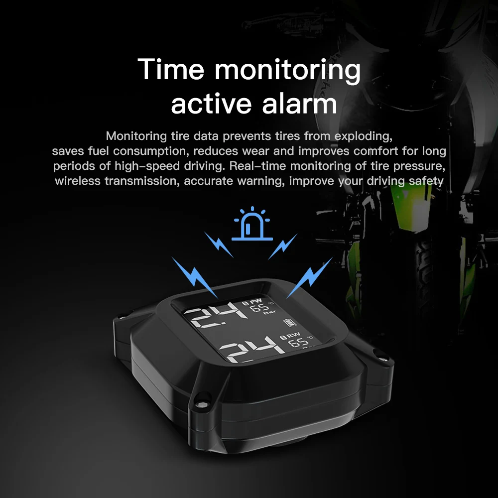 Беспроводная система мониторинга давления в шинах для мотоцикла TPMS 2 шт. внешний