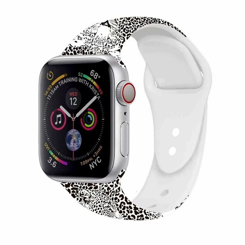 Apple watch Band цветочный Леопардовый силиконовый Печатный сменный ремешок браслет для iwatch 1 2 3 4 четыре стиля