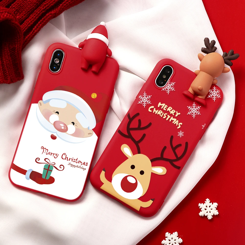 Lovebay Doll Christmas Cartoon Phone Cases For iPhone 7 XR 11 Pro Elk Santa Claus 6 6s 8 Plus X XS Max Soft TPU Cover |