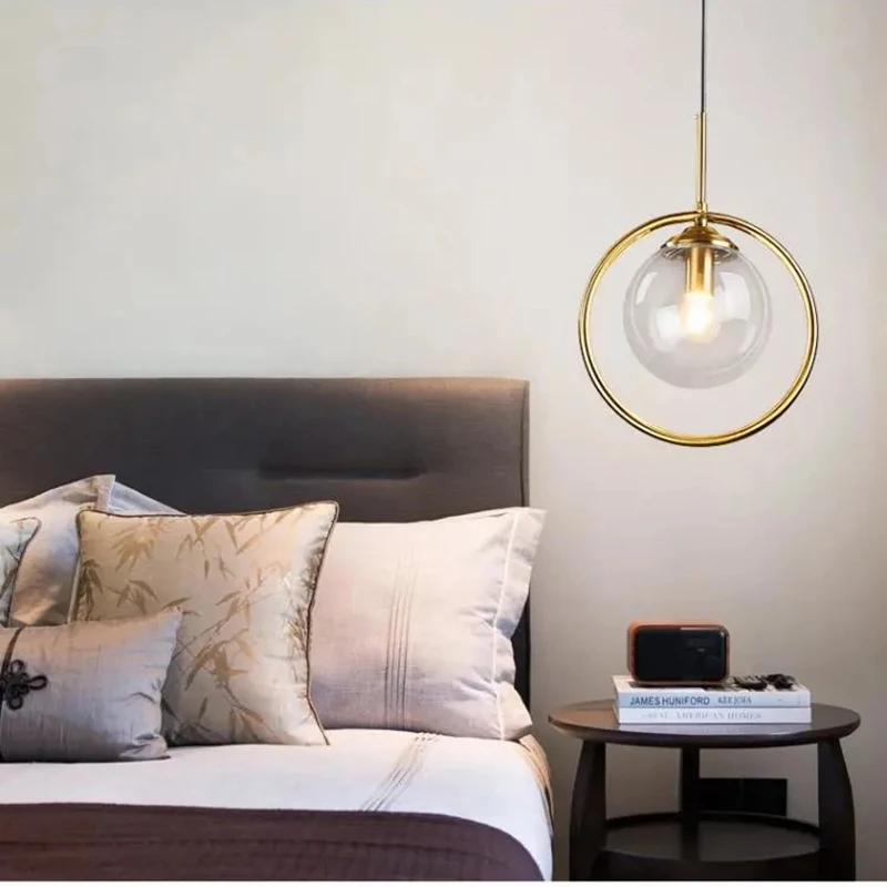 New Modern Glass Pendant Light Living Room Bedroom Bedside Luxury Home Decoration Lamp Ring Led Suspended Light Lighting Lusters