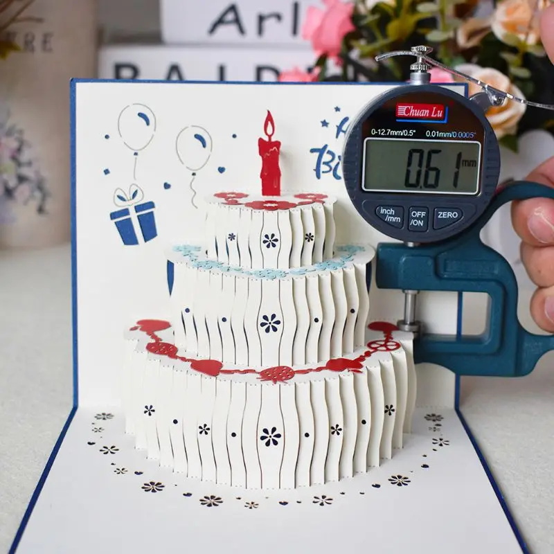 3D Happy Birthday Greeting Cards with Paper Cake Postcards Invitations Envelope Party Anniversary Supply | Дом и сад