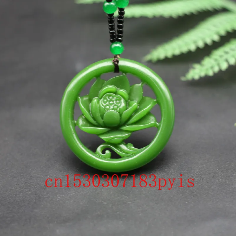 Натуральный зеленый нефритовый цветок ожерелье с подвеской китайский