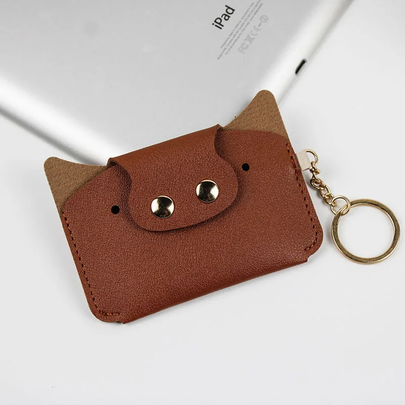 

Creative Cute Pig Coin Purse With Key Ring Girls PU Leather Cartoon Pig Shaped Wallet For Student Card Holder Small Money Purses
