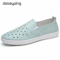 dobeyping new summer shoes woman real cow leather flats women shoes slip on womens loafers soft cut outs female sneakers