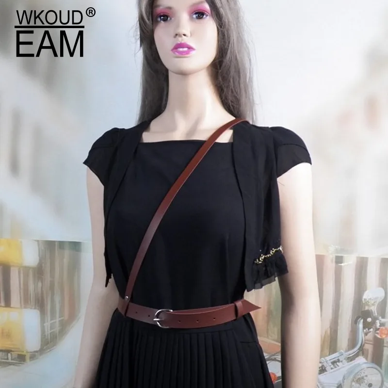 Женский ремень из ПУ кожи WKOUD EAM простой корсет с пряжкой в стиле панк популярная