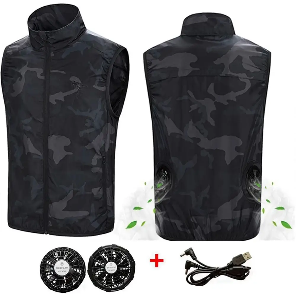 Aiwetin Summer Cooling Fan Vest USB Smart Charging Clothing Men Women Outdoors Sunscreen Skin Jacket Breathable Cool suit | Спорт и