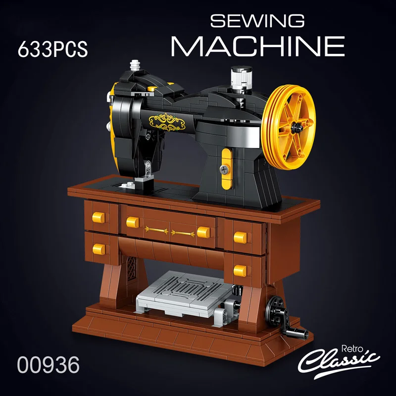 

Create Classic Retro Sewing machine MOC mini block assemble model building brick educational toy collection for kids gifts