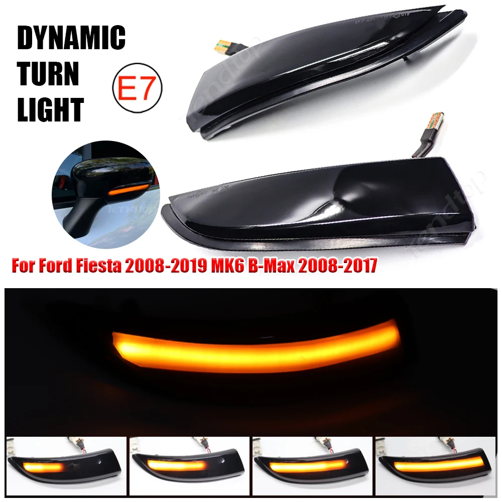 

Световой поворотник для Ford Fiesta 2008-2017 B-Max 2008-2017, светодиодная лампа с боковым крылом для зеркала заднего вида, динамический индикатор, поворот...
