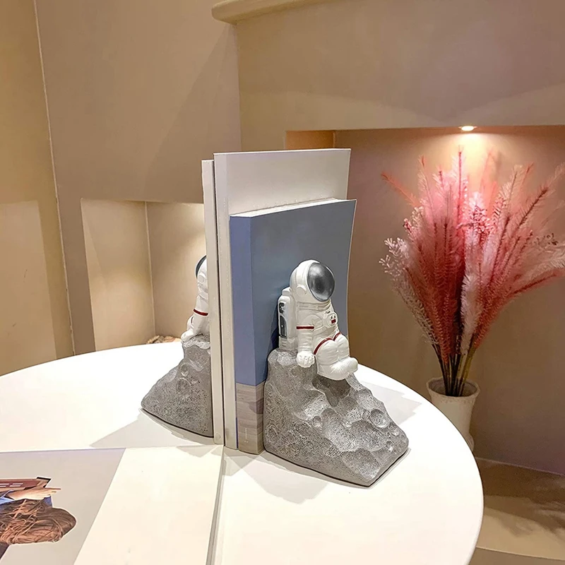 

Astronaut Silver Decorative Bookend Book Holders Modern Bookends for Heavy Books Holder Gift for Men and Women Kids