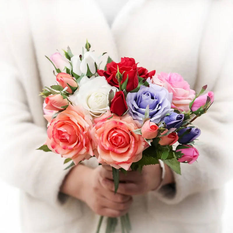 Букет роз 64 см 2 шт. искусственные цветы домашний Свадебный декор сделай сам