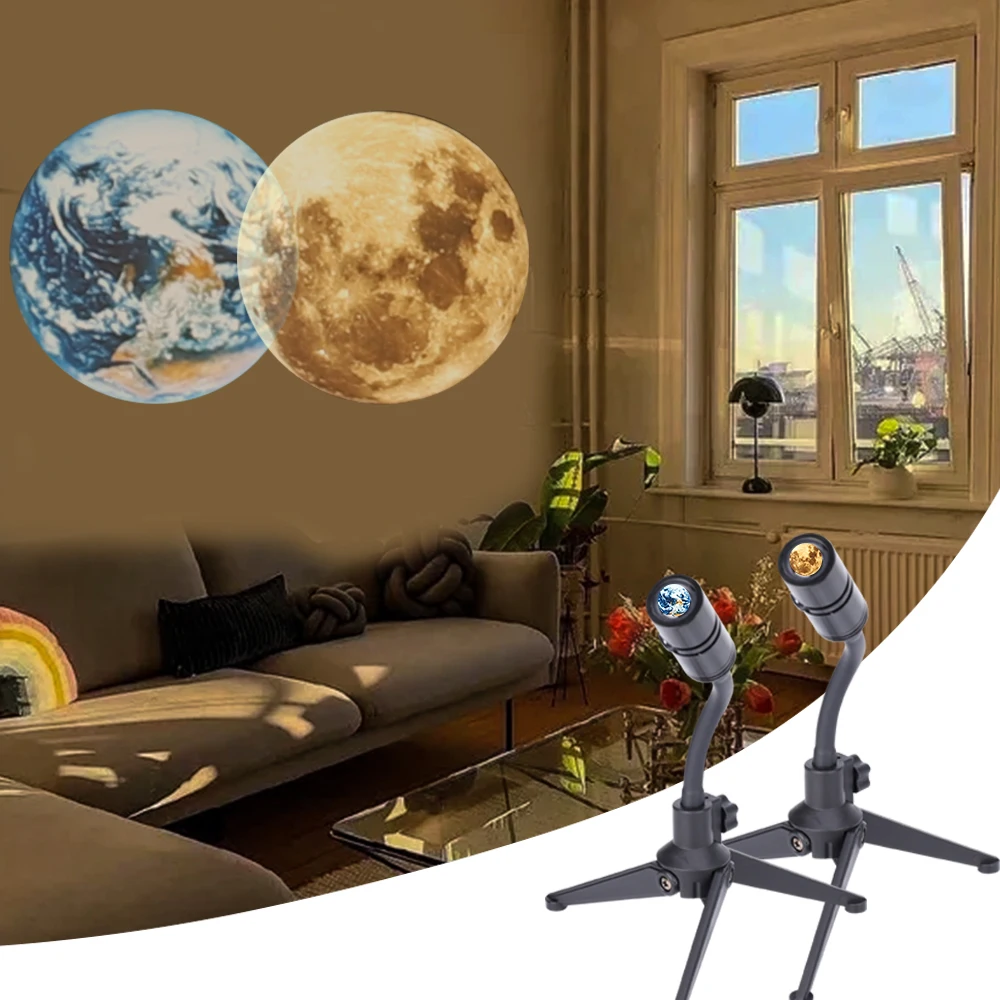

Table Light Kids Bedroom Moon Earth Projector Night Lamp USB Planet Projection Internet Celebrity Ahotography Background Decor