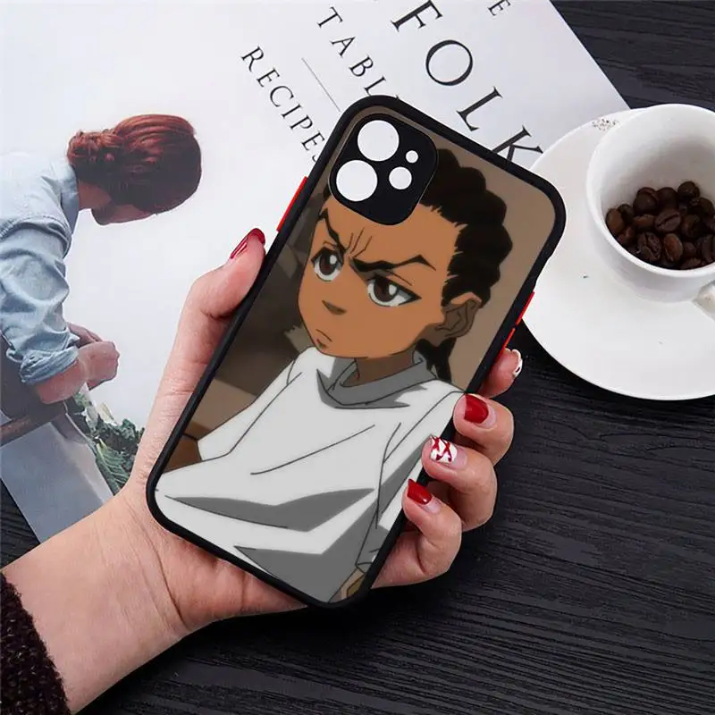 

Huey Freeman Boondocks Phone Case Transparent Matte for iPhone 7 8 11 12 s mini pro X XS XR MAX Plus cover funda