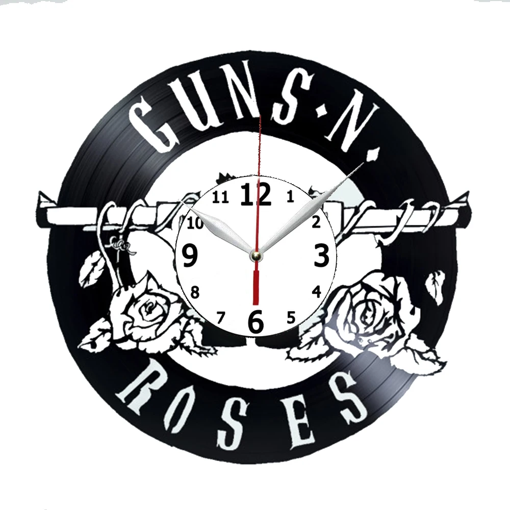 

Настенные часы GUNS N' ROSES BAND ручной работы с виниловой пластиной, часы с записью CD, большие 3D часы для домашнего декора