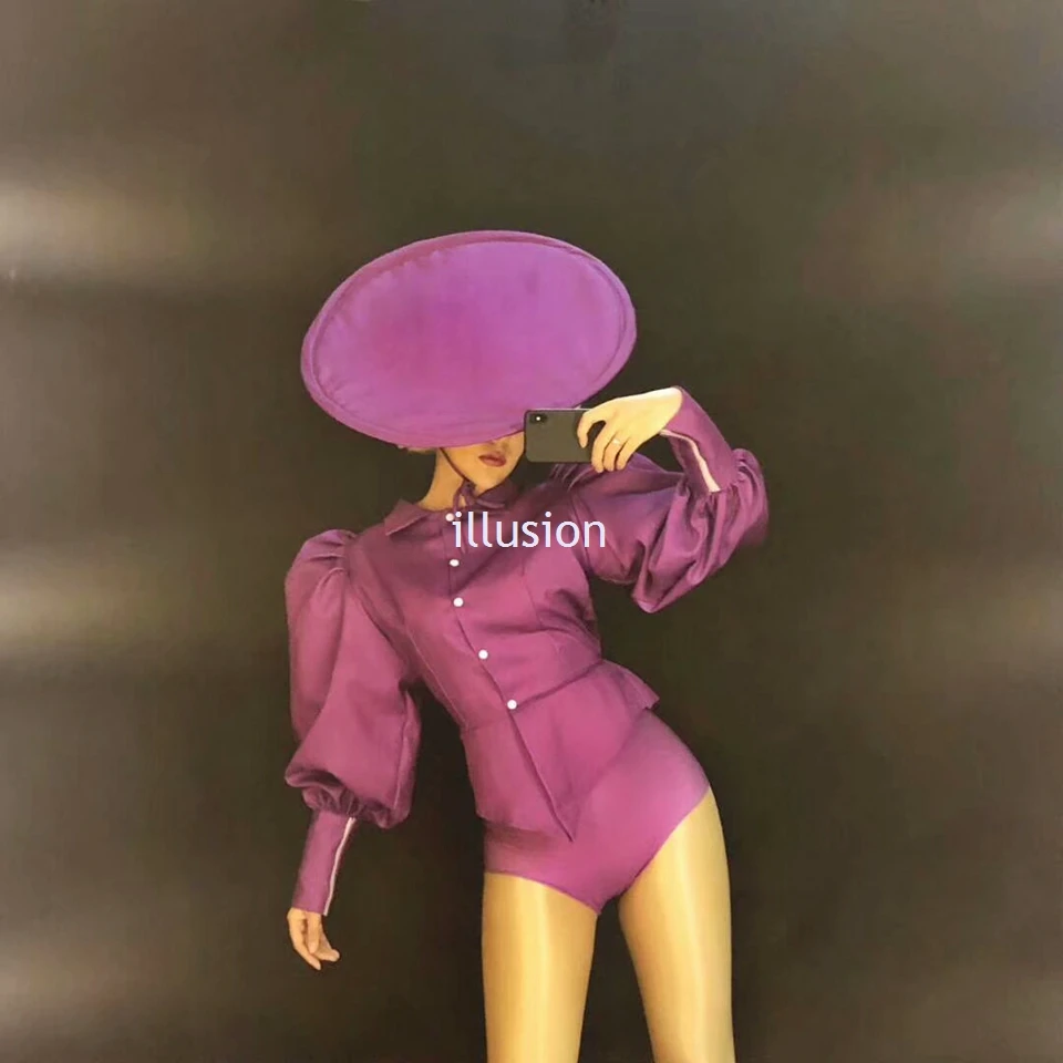 Женский костюм для выступлений винтажный из двух предметов с буффами на рукавах