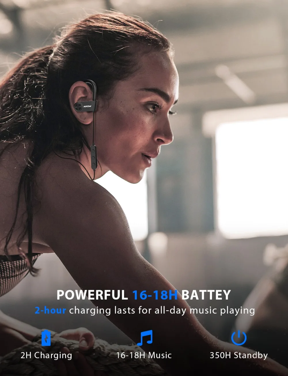 Mpow D9 Bluetooth 5,0 Aptx Беспроводной спортивные наушники с IPX7 Водонепроницаемый Шум микрофон с функцией шумоподавления 18 часов проигрывания для бега